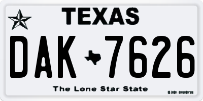 TX license plate DAK7626