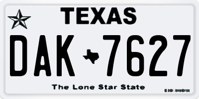 TX license plate DAK7627