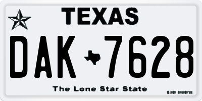 TX license plate DAK7628