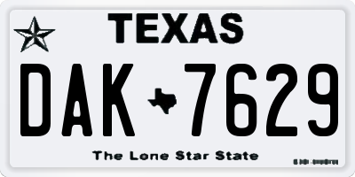 TX license plate DAK7629