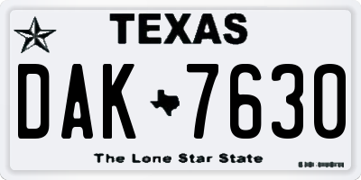 TX license plate DAK7630