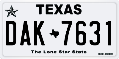 TX license plate DAK7631
