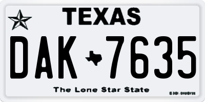 TX license plate DAK7635