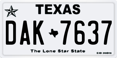 TX license plate DAK7637