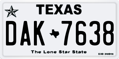 TX license plate DAK7638