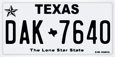 TX license plate DAK7640