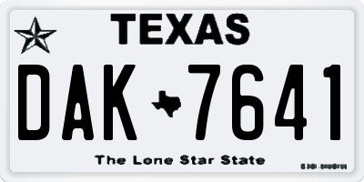 TX license plate DAK7641