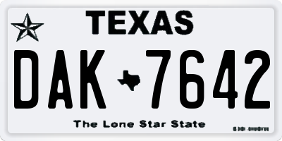 TX license plate DAK7642