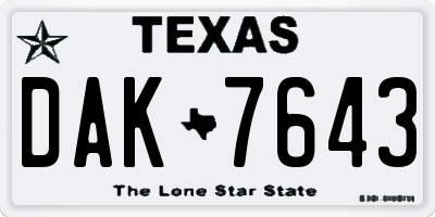TX license plate DAK7643