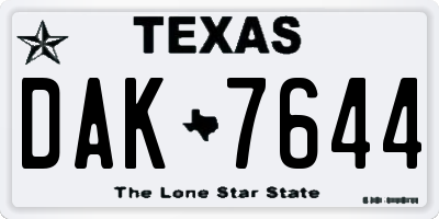 TX license plate DAK7644