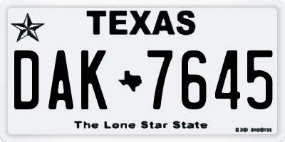 TX license plate DAK7645