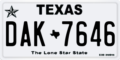 TX license plate DAK7646