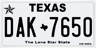 TX license plate DAK7650