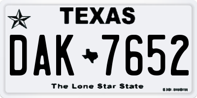 TX license plate DAK7652