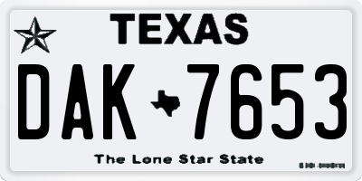 TX license plate DAK7653