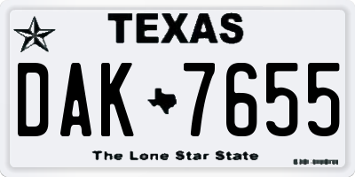 TX license plate DAK7655