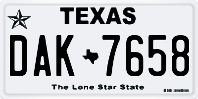 TX license plate DAK7658