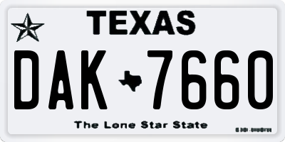 TX license plate DAK7660