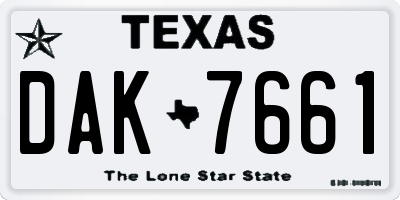 TX license plate DAK7661
