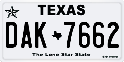 TX license plate DAK7662