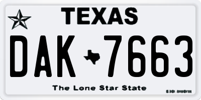 TX license plate DAK7663