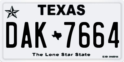 TX license plate DAK7664