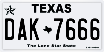 TX license plate DAK7666