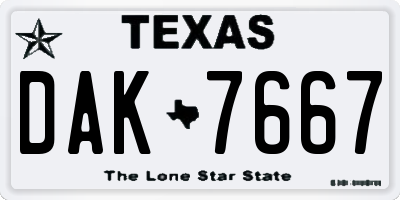 TX license plate DAK7667
