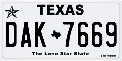 TX license plate DAK7669