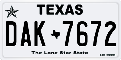 TX license plate DAK7672