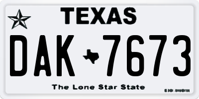 TX license plate DAK7673