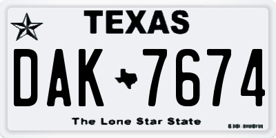 TX license plate DAK7674