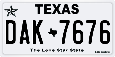 TX license plate DAK7676