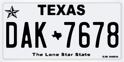 TX license plate DAK7678