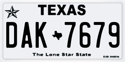 TX license plate DAK7679