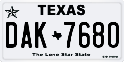 TX license plate DAK7680