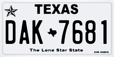 TX license plate DAK7681