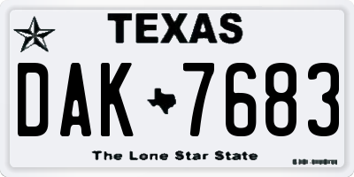 TX license plate DAK7683