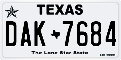 TX license plate DAK7684