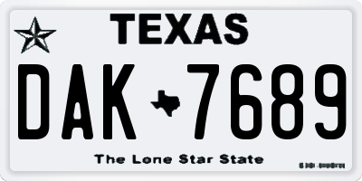TX license plate DAK7689