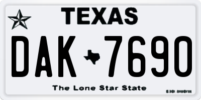 TX license plate DAK7690