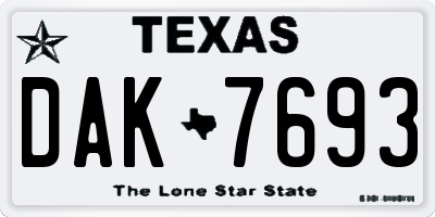 TX license plate DAK7693