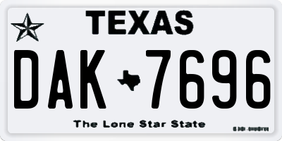 TX license plate DAK7696