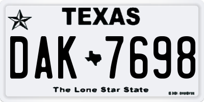 TX license plate DAK7698