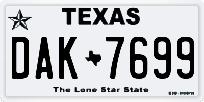 TX license plate DAK7699