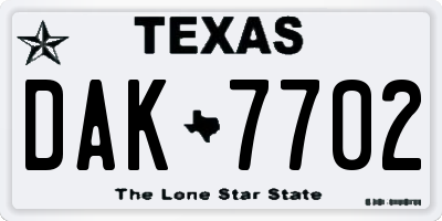 TX license plate DAK7702