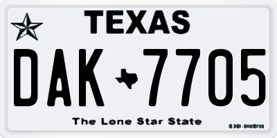 TX license plate DAK7705
