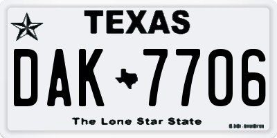 TX license plate DAK7706