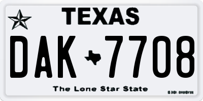 TX license plate DAK7708