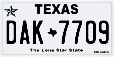 TX license plate DAK7709